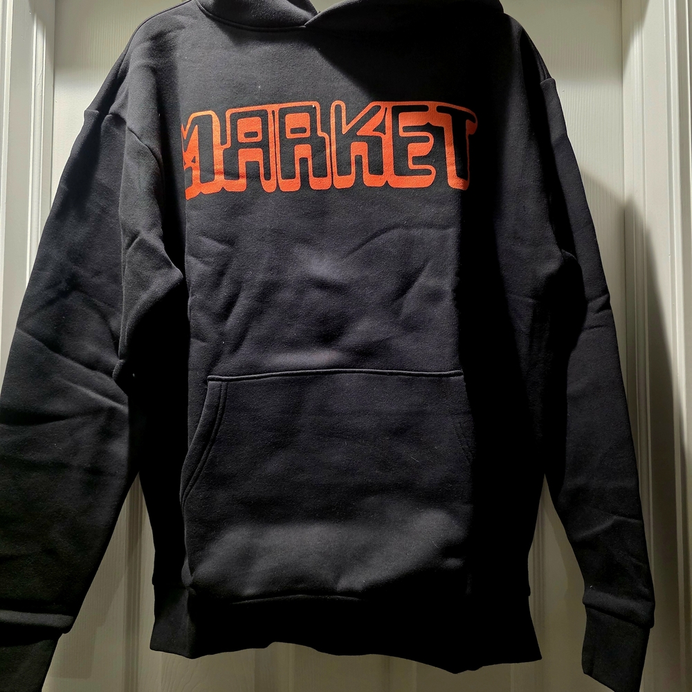 Market Black Hoodie with Bold Orange Logo